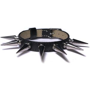 Black Leather Spiked Wristband – Punk Rock Goth Bracelet, Biker Cosplay Studded Bracelet, Adjustable Unisex Spike Cuff