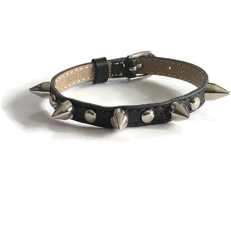Spike Studded Black Leather Bracelet: Punk Rock Wristband
