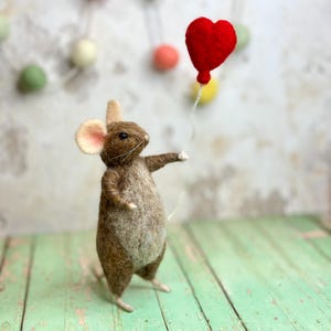 Needle Felted Little Welsh Miniature Mouse – Handmade Welsh Posable Collectible with Brass Name Tag