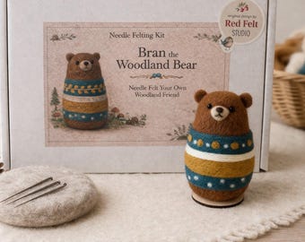 Needle Felting Kit: Bran the Woodland Bear – Beginner DIY Craft