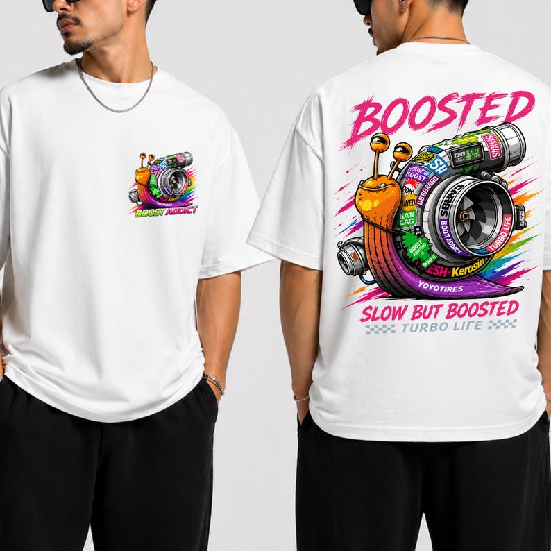 Boost Addict Tee, Turbocharger Snail Shirt, JDM Racing Graphic Tee, Car Lover Gift for Him
