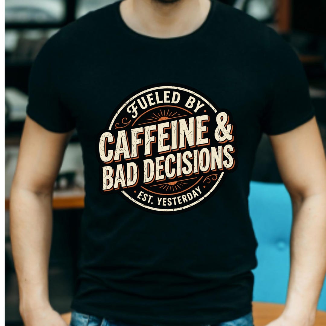 Fueled by Caffeine and Bad Decisions Shirt,funny Coffee Lover Tee ...