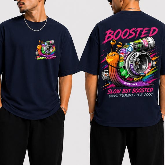 Boost Addict Shirt, Turbo Snail T Shirt, JDM Streetwear Tee, Funny Car Enthusiast Shirt, Oversized Racing Tee