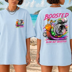 Turbo Snail Shirt, JDM Graphic Tee, Boost Addict Oversized Shirt, Streetwear Racing T-Shirt for Men