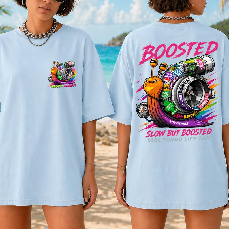 Turbo Snail Shirt, JDM Graphic Tee, Boost Addict Oversized Shirt, Streetwear Racing T-Shirt for Men