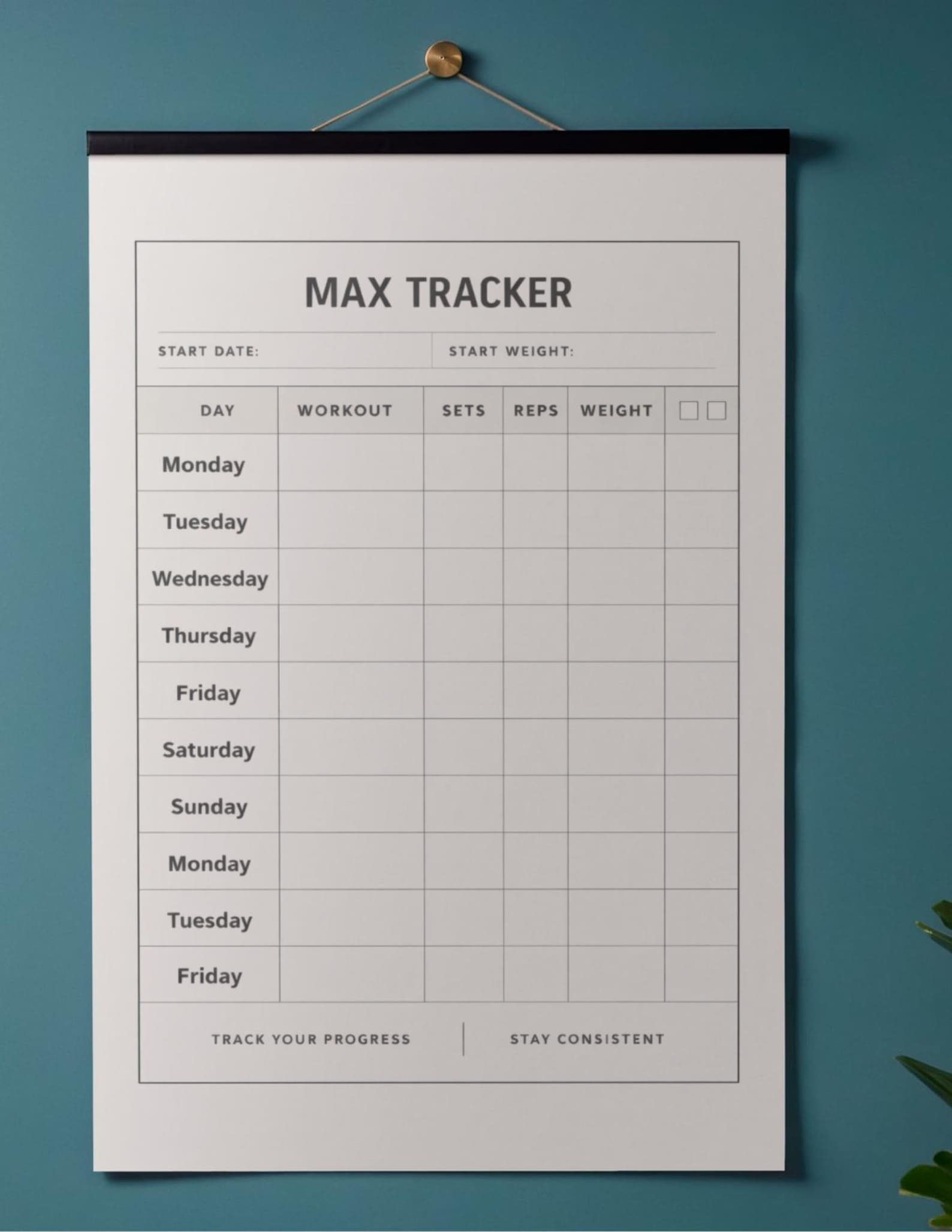 Weekly Workout Log Printable | Max Tracker Gym Planner (digital ...