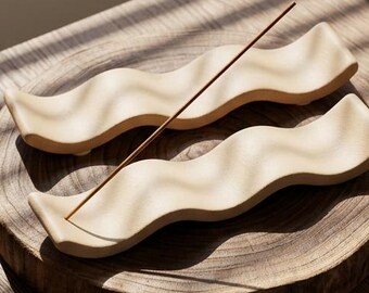 Minimalist Incense Holder Ceramic, Wavy Incense Burner Tray, Modern Japandi Decor, Ash Catcher, Wabi Sabi Home, Meditation Ritual Decor