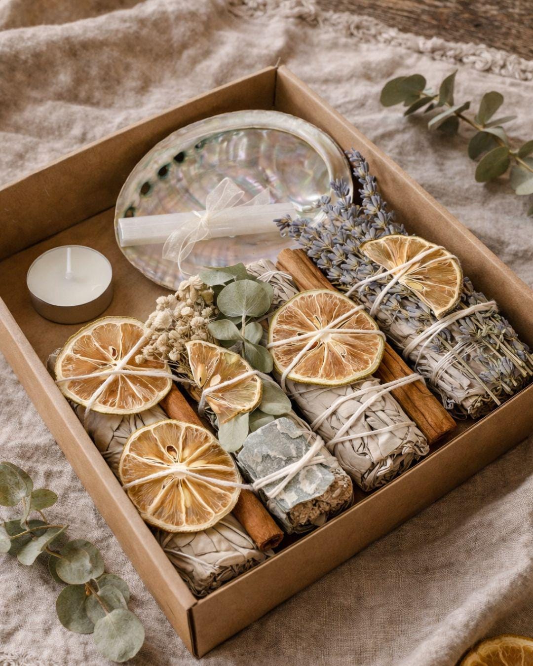 Smudge Box Smudge Kit Gift Set, Sage Bundle Kit With Palo Santo, Cleansing Ritual ...