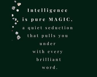 La inteligencia es pura magia, arte mural imprimible, póster con cita verde esmeralda, decoración intelectual de lujo, descarga instantánea