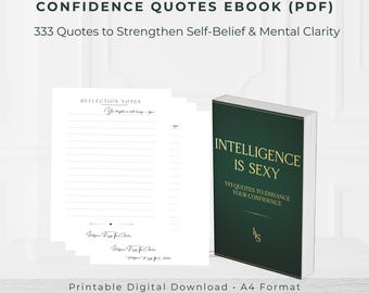 Libro electrónico con frases de confianza (PDF), 333 frases, edición a color de lujo y en blanco y negro para imprimir, Amor propio y mentalidad, descarga instantánea.
