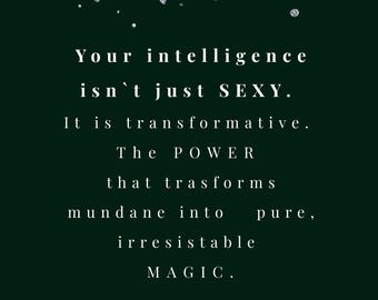 La inteligencia es transformadora, arte mural imprimible, impresión con cita verde esmeralda, póster tipográfico de lujo, descarga instantánea