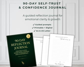 Diario de reflexión de 90 días con ideas para el amor propio, descarga digital, ideas para el amor propio, formato carta de EE. UU. en PDF