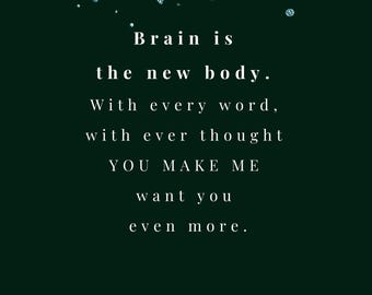 El cerebro es el nuevo cuerpo, arte mural imprimible con cita, decoración glamurosa en verde esmeralda, impresión tipográfica moderna, descarga digital
