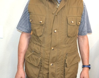 Vintage ORVIS hunting vest  1990s men's  waistcoat size M Fly Fishing Vest 8 pockets. Cotton leather