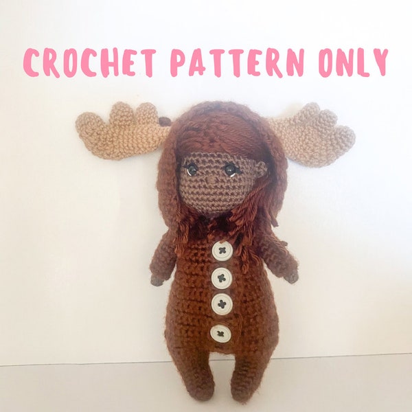 Brown Moose Costume Doll Crochet Pattern