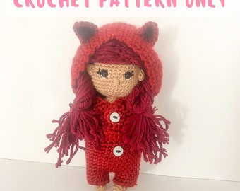 Red Fox Costume Doll Crochet Pattern