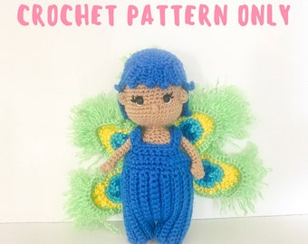 Blue Peacock Costume Doll Crochet Pattern