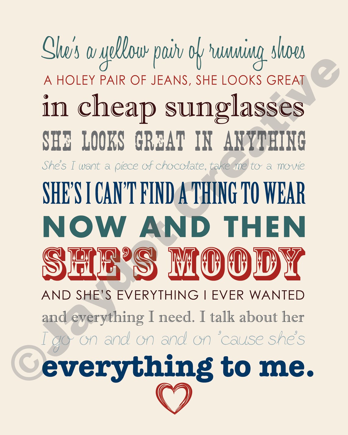 BRAD PAISLEY She's Everything PRINTABLE Lyrics Etsy