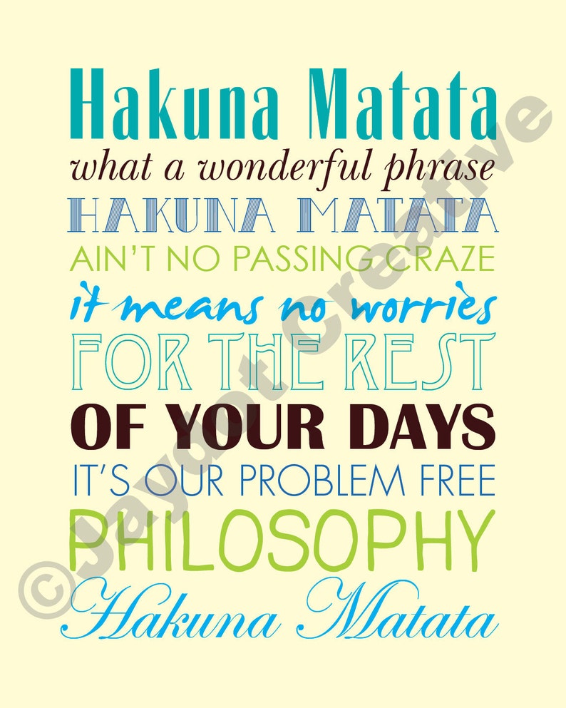 LION KING Hakuna Matata PRINTABLE Lyrics