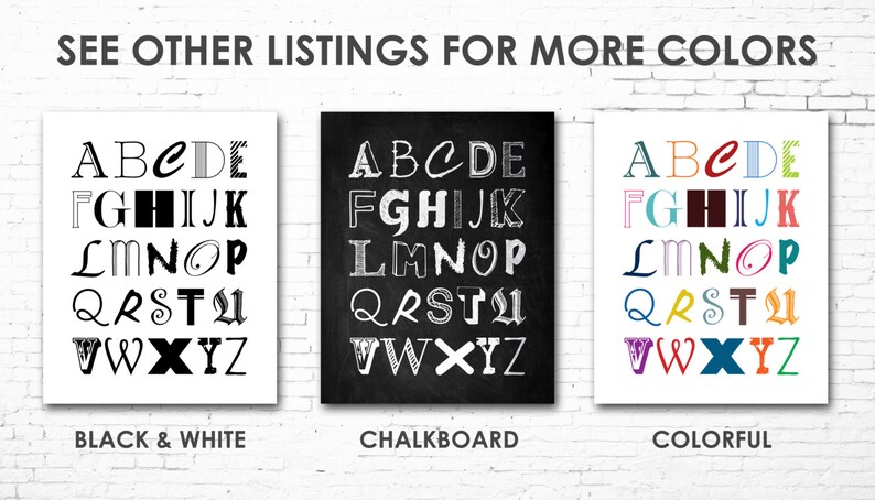 ALPHABET Abcs Printable DIY Artwork Chalkboard