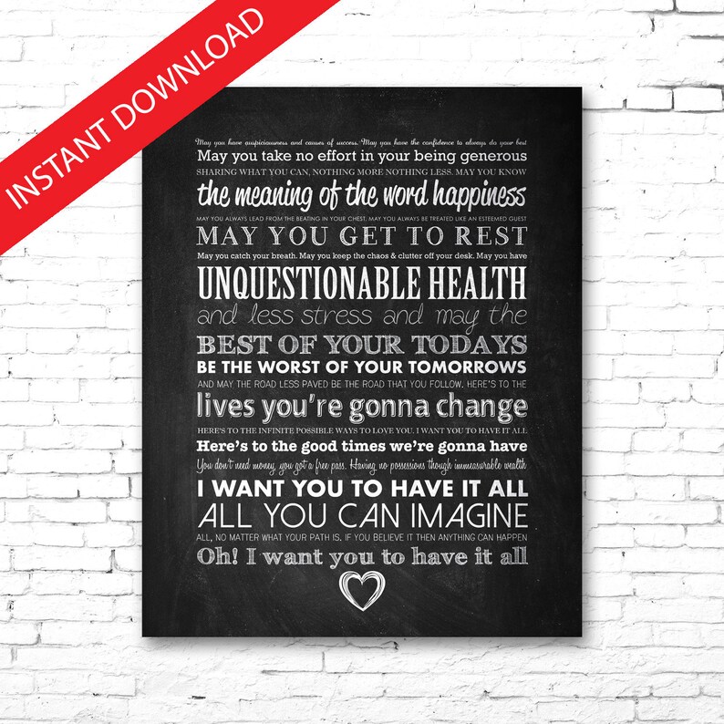 JASON MRAZ Have It All PRINTABLE Lyrics Artwork | Etsy