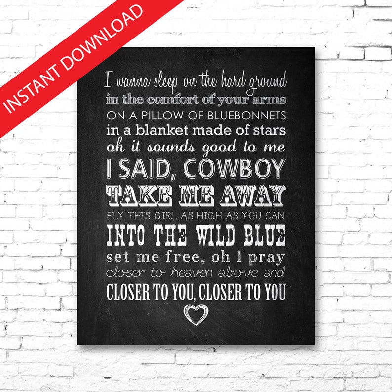 Dixie Chicks Cowboy Take Me Away Song Printable Etsy Dixie Chicks Cowboy Take Me Away Song Printable Etsy