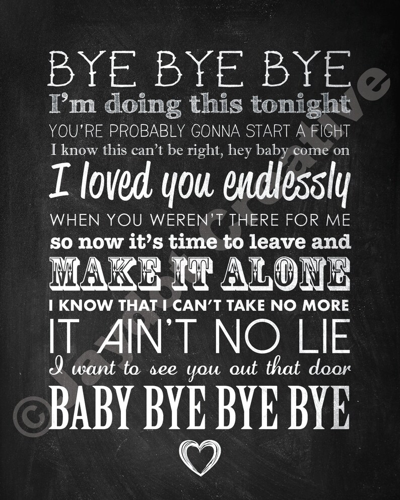 Nsync Bye Bye Bye Printable Song Lyrics Artwork Etsy