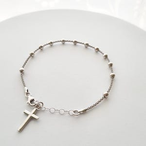 PULSERA DE ROSARIO DE PLATA 925, Pulsera de rosario católico, Pulsera de rosario de plata de ley 925 con cuentas, Pulsera de fe