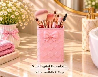 Makeup Brush Holder STL – Cosmetic Organizer, Decorative Pencil Cup