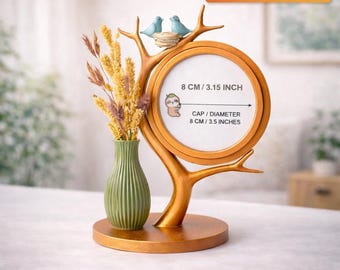 Marco de fotos de árbol con jarrón STL – Soporte circular de 8 cm, archivo de impresión 3D