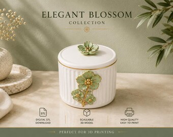 Tarro de almacenamiento decorativo STL, bote para baño y organizador de encimera