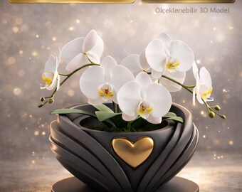 Maceta de corazón STL, jardinera decorativa de lujo