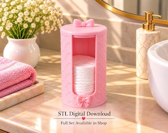 Cotton Pad Holder STL – Cotton Round Dispenser with Lid, Makeup Pad Organizer