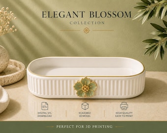 Bandeja decorativa para tocador STL, organizador para baño y encimera