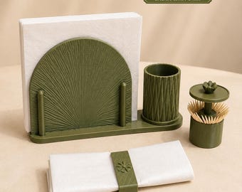 Juego de decoración para mesa de comedor, servilletero, soporte para palillos de dientes STL