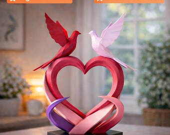 Corazón de pájaros de amor STL – Decoración imprimible en 3D para San Valentín