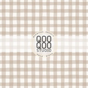 Handritat gingham beige sömlöst mönster, minimalistiskt, hög upplösning 300 DPI (digital nedladdning)