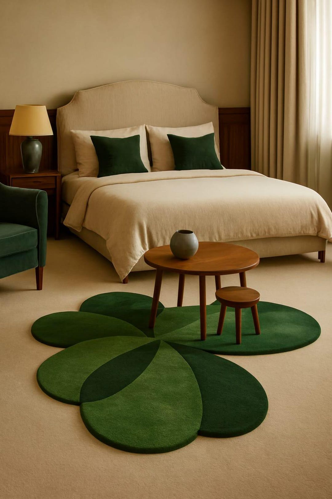 Leavy Rug Handmade Green Leaf Rug | Tufted Botanical Carpet - Etsy