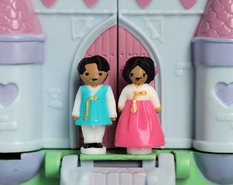 Polly Pocket Style Dolls- HanbokBoy&Girl, 2Pack, Handmade, Vintage Compatible