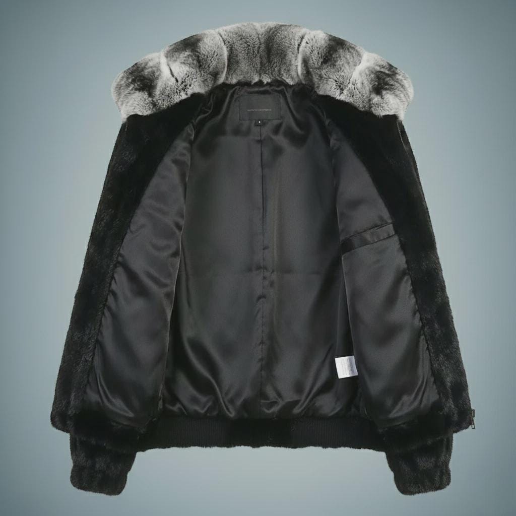 【新品タグ付】Preta-fur SELECTED チンチラジャケット M メンズ ブラック ファクスファー ボンバージャケット - チンチラカラー