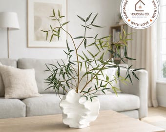 Vaso de chão minimalista em cerâmica, estilo nórdico bege, para decoração artística.