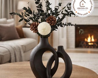 Conjunto de vasos de cerâmica vazados nórdicos, estilo boho moderno para decoração de casa.