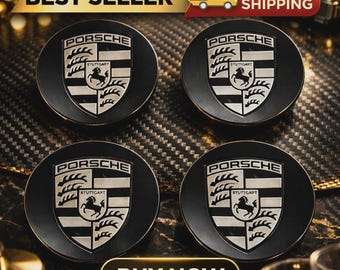 Pack de 4 tapacubos para rueda Porsche, color gris mate, 76 mm