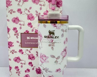 Vaso Stanley Quencher H2.0 FlowState de 40 oz, color rojo metálico, BLOOM Clean Slate