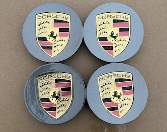 Paquete de 4 tapacubos para rueda Porsche, cubierta de rueda/espejo plateado de 76 mm