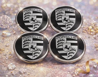 Juego de 4 tapacubos para rueda Porsche Grey Crested, buje central, aspecto lujoso, 76 mm