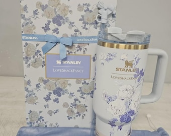 Stanley 40 Oz. Quencher H2.0 Flow State Tumbler BLOOM Clean Slate Rosa Beaux Blue