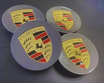 Paquete de 4 tapacubos para rueda Porsche, cubierta de rueda/espejo dorado de 76 mm