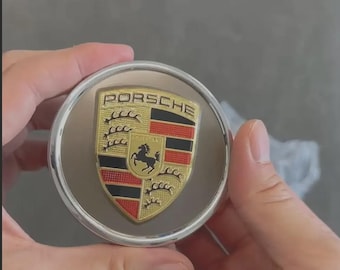 Juego de 4 tapacubos centrales para llantas Porsche: 76 mm, color marrón crema mate