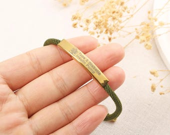 Custom Medical Alert Adjustable Soft Rope Bracelet, Emergency Medical ID Band Gift for Men & Women,medical alert gift